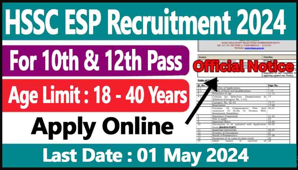 HSSC ESP Recruitment 2024 Notification Out For 447 Various Posts Vacancies