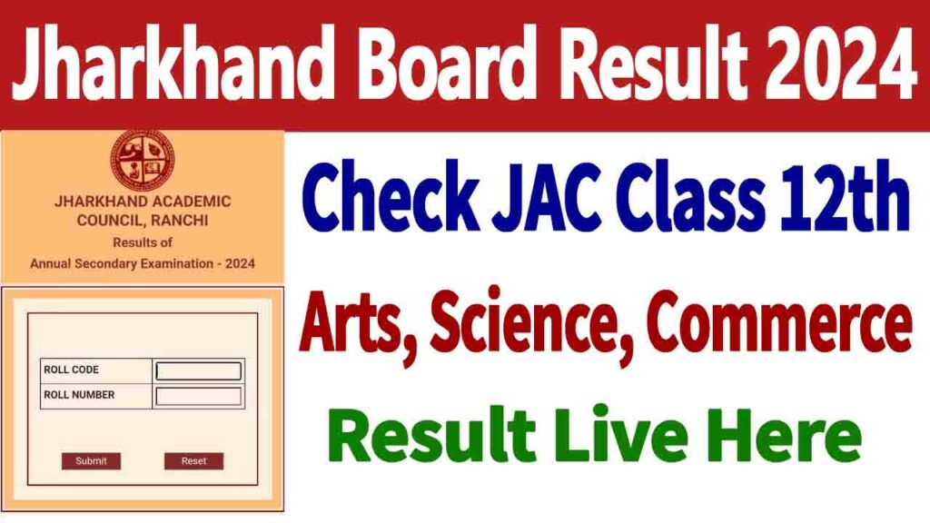 Jharkhand Board 12th Result 2024, Check JAC Arts, Science, Commerce Result Live