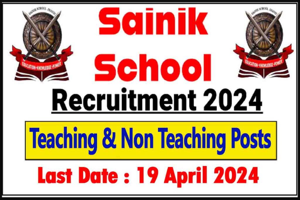 Sainik School Recruitment 2024, Apply Online For Teaching & Non Teaching Vacancies